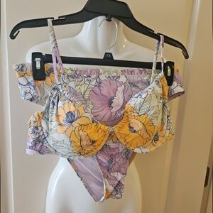Cupshe Bikini Set Orchid Yellow White Size XL Ruffled Edge